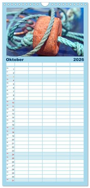 Produktbild: Familienplaner 2026 - Fischkunst und Fischergl&uuml;ck mit 5 Spalten (Wandkalender, 21 x 45 cm) CALVENDO
