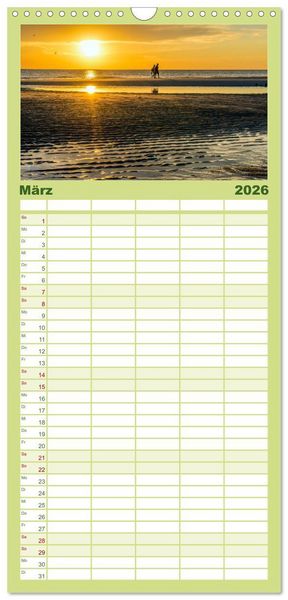 Produktbild: Familienplaner 2026 - Sylt mein Inselblick mit 5 Spalten (Wandkalender, 21 x 45 cm) CALVENDO