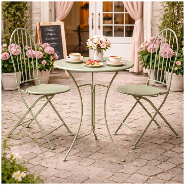 Produktbild: HTI-Living Gartenstuhl 2er-Set Ivy Metall Gr&uuml;n Gartenstuhl 2er-Set Ivy Metall Gr&uuml;n