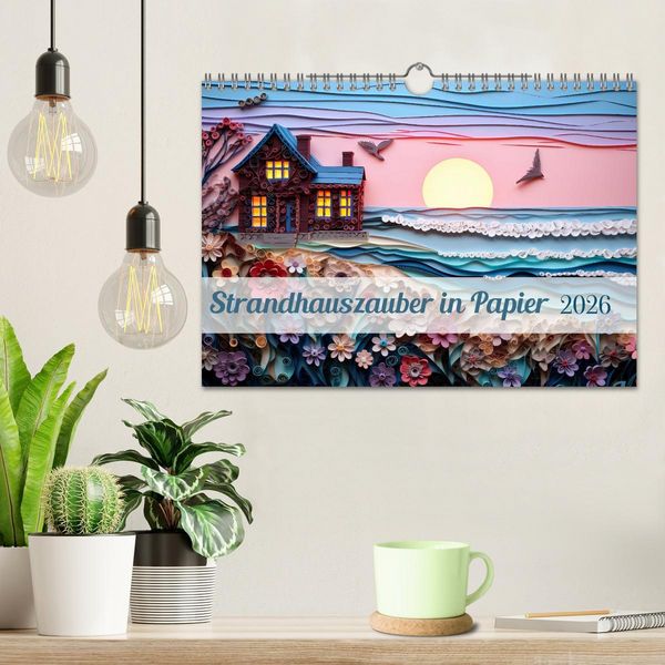 Produktbild: Strandhauszauber aus Papier (Wandkalender 2026 DIN A4 quer), CALVENDO Monatskalender