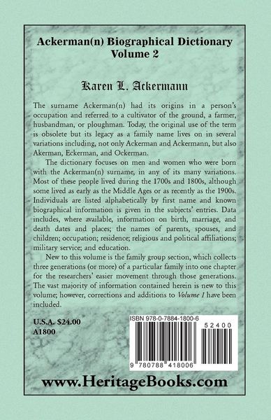 Produktbild: Ackerman(n) Biographical Dictionary, Volume 2