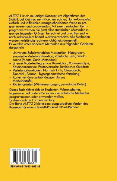 Produktbild: ALSTAT 1 Algorithmen der Statistik f&uuml;r Kleinrechner
