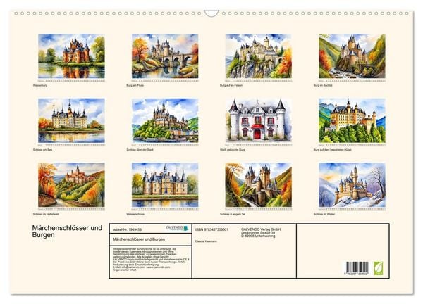 Produktbild: M&auml;rchenschl&ouml;sser und Burgen (Wandkalender 2026 DIN A2 quer), CALVENDO Monatskalender