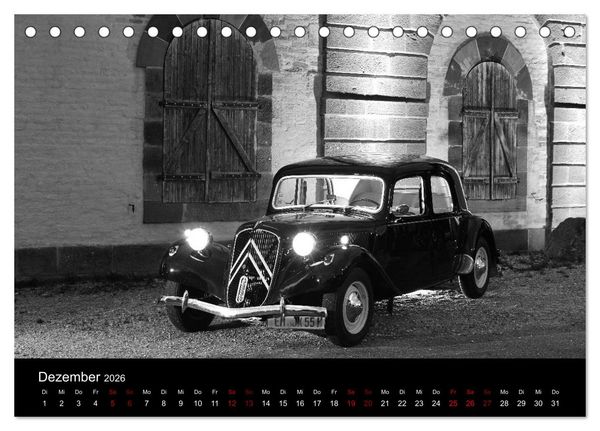 Produktbild: Citro&euml;n 11 CV Traction Avant in schwarzweiss (Tischkalender 2026 DIN A5 quer), CALVENDO Monatskalender