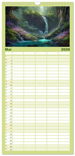 Produktbild: Familienplaner 2026 - Kaskaden - Die Poesie des Wassers mit 5 Spalten (Wandkalender, 21 x 45 cm) CALVENDO