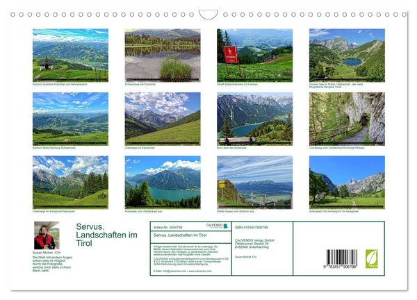 Produktbild: Servus. Landschaften im Tirol (Wandkalender 2026 DIN A3 quer), CALVENDO Monatskalender