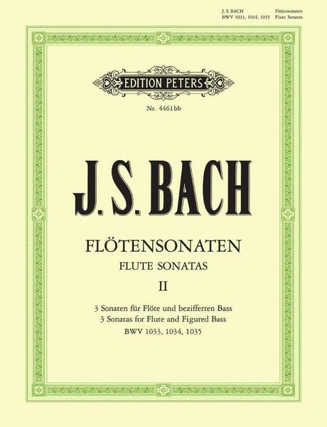 Produktbild: Sonaten f&uuml;r Fl&ouml;te und bezifferten Bass BWV 1033 - 1035 / URTEXT