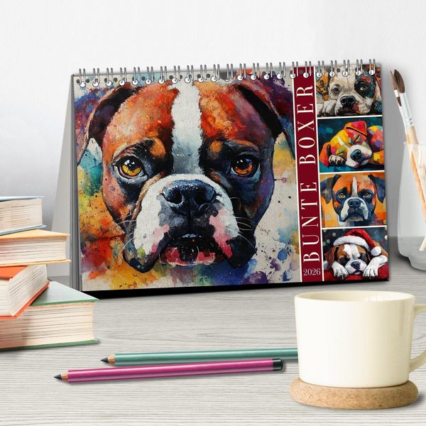 Produktbild: Bunte Boxer (Tischkalender 2026 DIN A5 quer), CALVENDO Monatskalender