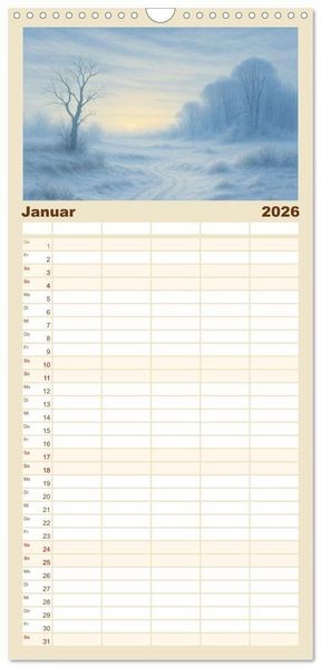 Produktbild: Familienplaner 2026 - Im Licht der Sehnsucht - Romantische Landschaften mit 5 Spalten (Wandkalender, 21 x 45 cm) CALVENDO