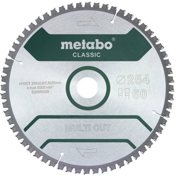 Produktbild: Metabo MULTI CUT CLASSIC 628285000 Kreiss&auml;geblatt 254 x 30 x 1.8 mm Z&auml;hneanzahl: 60 1 St.