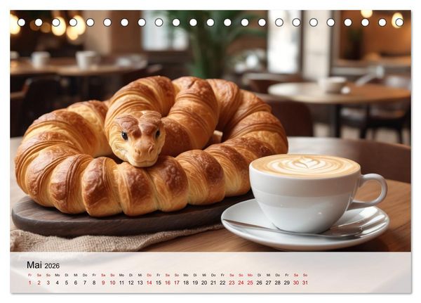 Produktbild: Tierische Croissants (Tischkalender 2026 DIN A5 quer), CALVENDO Monatskalender