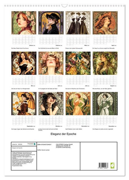 Produktbild: Eleganz der Epoche (Wandkalender 2026 DIN A2 hoch), CALVENDO Monatskalender