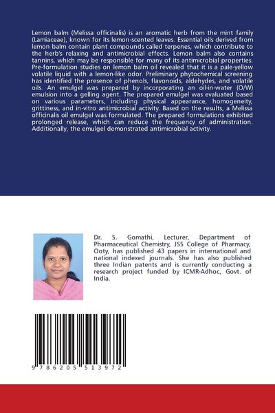 Produktbild: Development and Assessment of an Emulgel with Melissa Officinalis Oil