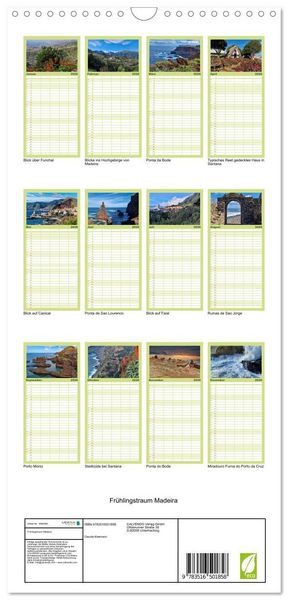 Produktbild: Familienplaner 2026 - Fr&uuml;hlingstraum Madeira mit 5 Spalten (Wandkalender, 21 x 45 cm) CALVENDO