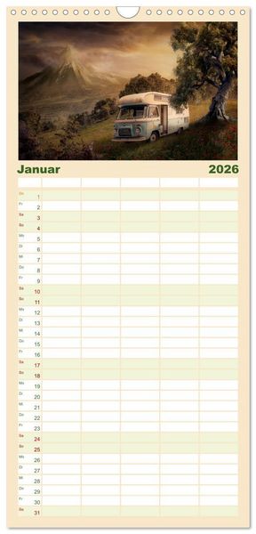 Produktbild: Familienplaner 2026 - Camping macht gl&uuml;cklich! mit 5 Spalten (Wandkalender, 21 x 45 cm) CALVENDO