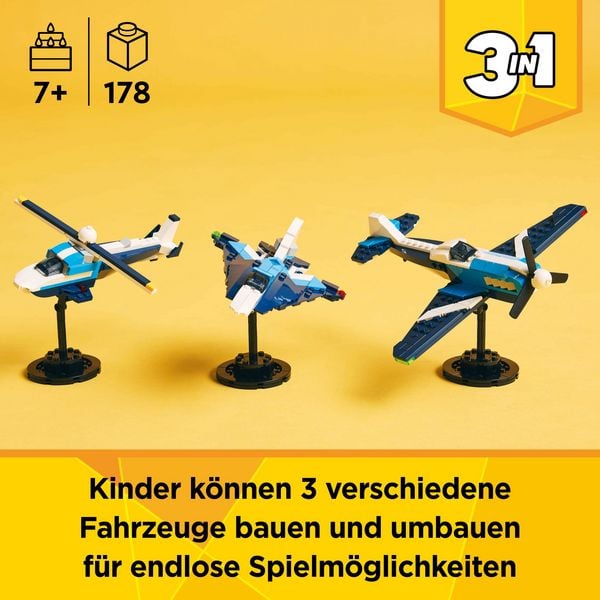 LEGO Creator 3in1 Flieger: Rennflugzeug - Jet oder Hubschrauber 31160