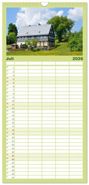 Produktbild: Familienplaner 2026 - Umgebindeh&auml;user in der Oberlausitz mit 5 Spalten (Wandkalender, 21 x 45 cm) CALVENDO