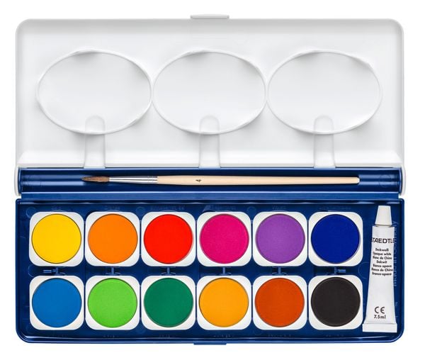 Produktbild: STAEDTLER Malkasten 12 Farben + Deckwei&szlig; + Pinsel