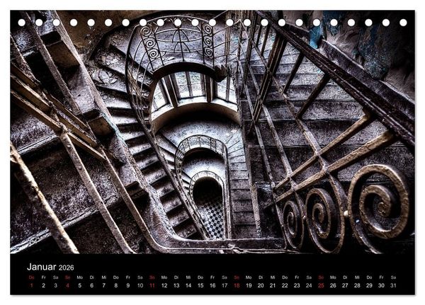 Produktbild: Verlassene Orte - Die sch&ouml;nsten Treppenh&auml;user (Tischkalender 2026 DIN A5 quer), CALVENDO Monatskalender