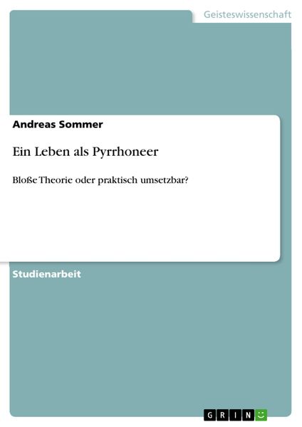 Produktbild: Ein Leben als Pyrrhoneer