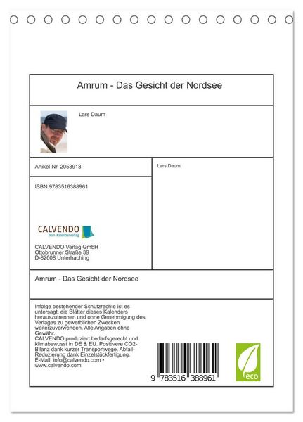 Produktbild: Amrum - Das Gesicht der Nordsee (Tischkalender 2026 DIN A5 hoch), CALVENDO Monatskalender
