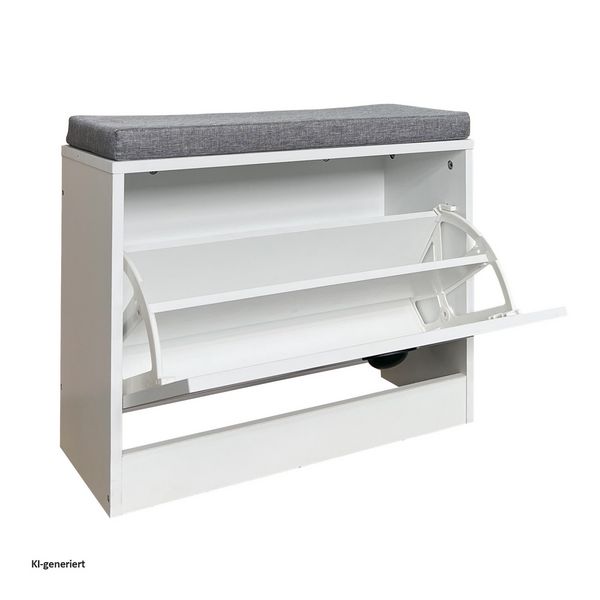 Produktbild: HTI-Living Schuhschrank Thekla 1 Klappe 60 cm Wei&szlig; mit Sitzkissen