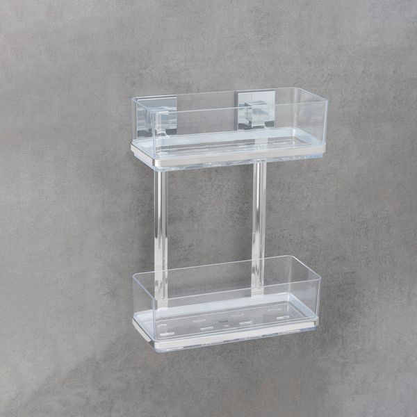 Produktbild: Vacuum-Loc&reg; Wandregal 2 Etagen Mod. Quadro Edelstahl, Befestigen ohne bohren