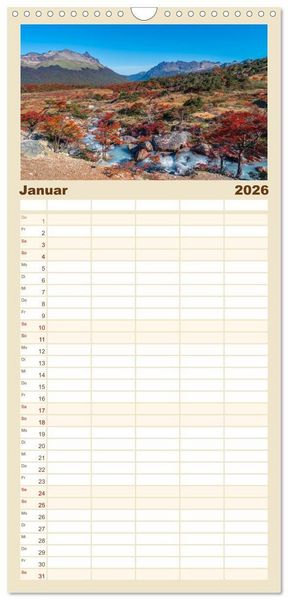 Produktbild: Familienplaner 2026 - Patagonien, Tierra del Fuego: Am Rand der Welt mit 5 Spalten (Wandkalender, 21 x 45 cm) CALVENDO