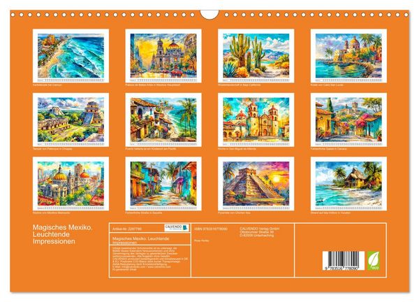 Produktbild: Magisches Mexiko. Leuchtende Impressionen (Wandkalender 2027 DIN A3 quer), CALVENDO Monatskalender