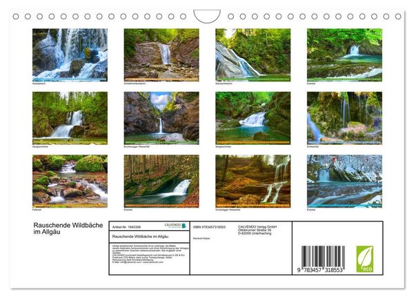 Produktbild: Rauschende Wildb&auml;che im Allg&auml;u (Wandkalender 2026 DIN A4 quer), CALVENDO Monatskalender