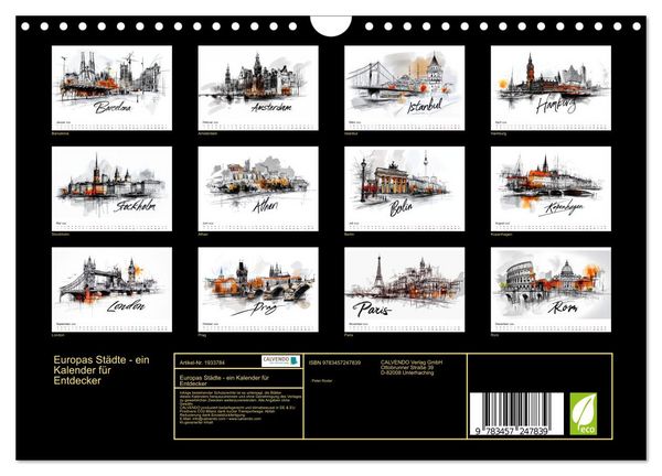Produktbild: Europas St&auml;dte - ein Kalender f&uuml;r Entdecker (Wandkalender 2026 DIN A4 quer), CALVENDO Monatskalender