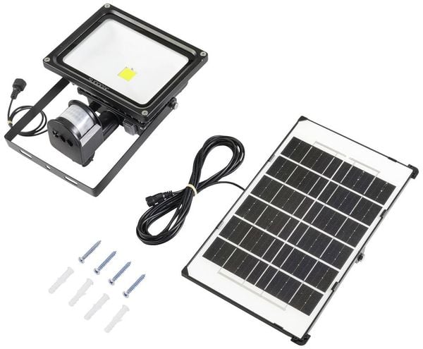 Produktbild: Sygonix SY-5461110 Solar-Spot mit Bewegungsmelder 30W Leuchtfarben: Neutralwei&szlig;