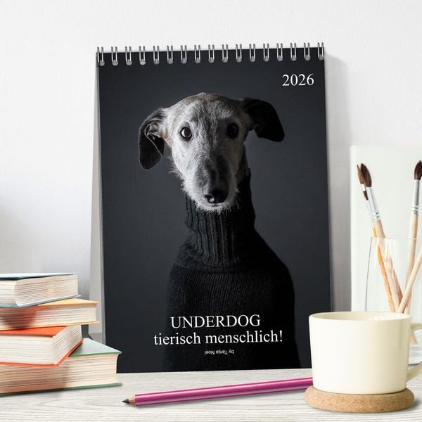 Produktbild: UNDERDOG - Windhundportraits (Tischkalender 2026 DIN A5 hoch), CALVENDO Monatskalender
