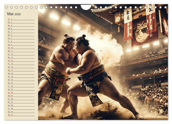 Produktbild: KI Sumo-K&auml;mpfer Im Ring der Giganten (Wandkalender 2026 DIN A4 quer), CALVENDO Monatskalender