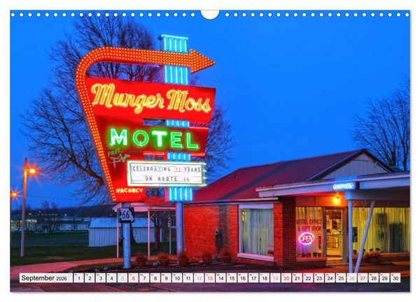 Produktbild: American Motels - Nostalgie mit Neon (Wandkalender 2026 DIN A3 quer), CALVENDO Monatskalender