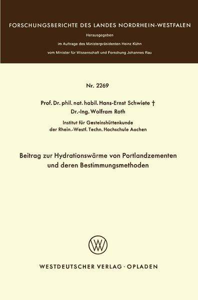 Produktbild: Beitrag zur Hydrationsw&auml;rme von Portlandzementen und deren Bestimmungsmethoden