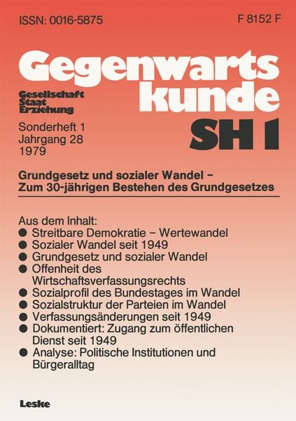 Produktbild: Grundgesetz und sozialer Wandel &mdash; zum 30. Jahrestag der Verfassung der Bundesrepublik Deutschland