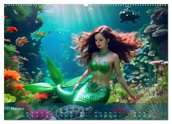 Produktbild: Meerjungfrauen in mystischen Unterwasserwelten (Wandkalender 2026 DIN A2 quer), CALVENDO Monatskalender
