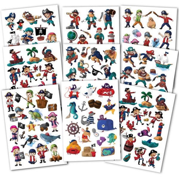 Produktbild: 150 hautfreundliche Kindertattoos &ndash; Thema: Piratenabenteuer