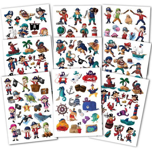 Produktbild: 150 hautfreundliche Kindertattoos &ndash; Thema: Piratenabenteuer