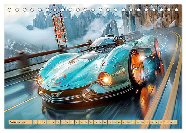 Produktbild: Futuristische Boliden - Asiatisch inspiriert (Tischkalender 2026 DIN A5 quer), CALVENDO Monatskalender