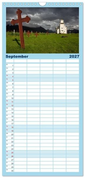 Produktbild: Familienplaner 2027 - Norwegen - Land im Norden mit 5 Spalten (Wandkalender, 21 x 45 cm) CALVENDO