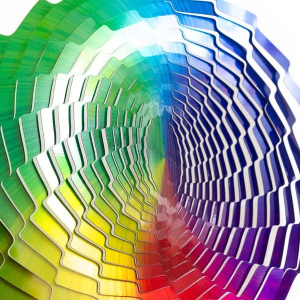 Produktbild: Kinetic Art: Metal Hanging Wind Spinner: 3D Rainbow Fountain
