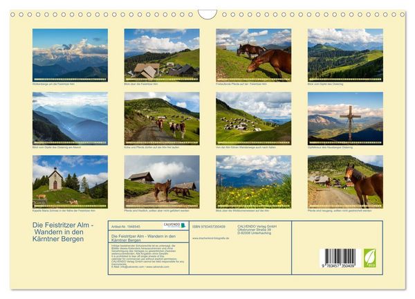 Produktbild: Die Feistritzer Alm - Wandern in den K&auml;rntner Bergen (Wandkalender 2026 DIN A3 quer), CALVENDO Monatskalender