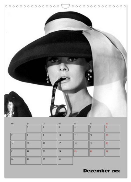 Produktbild: Hollywood-Diva. Audrey Hepburn (Wandkalender 2026 DIN A3 hoch), CALVENDO Monatskalender