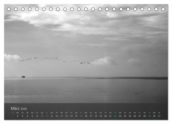 Produktbild: Seest&uuml;cke. Schwarzwei&szlig;e Nordseeimpressionen 2026 (Tischkalender 2026 DIN A5 quer), CALVENDO Monatskalender