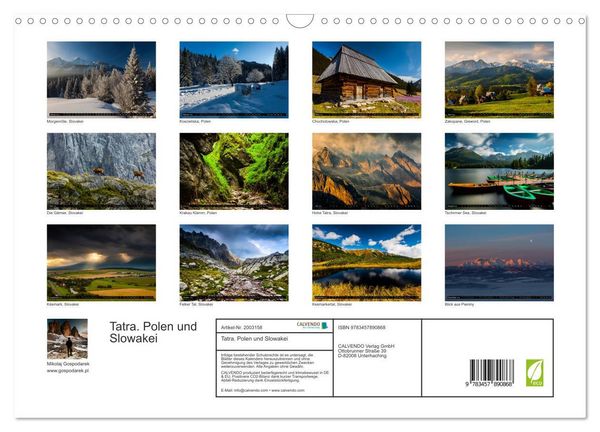 Produktbild: Tatra. Polen und Slowakei (Wandkalender 2026 DIN A3 quer), CALVENDO Monatskalender