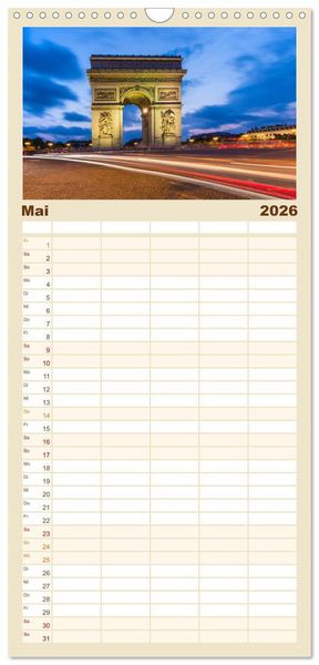 Produktbild: Familienplaner 2026 - PARIS Franz&ouml;sisches Flair und Historie mit 5 Spalten (Wandkalender, 21 x 45 cm) CALVENDO