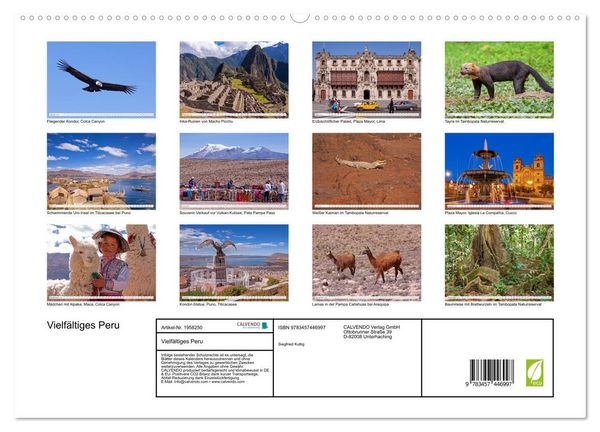 Produktbild: Vielf&auml;ltiges Peru (hochwertiger Premium Wandkalender 2026 DIN A2 quer), Kunstdruck in Hochglanz