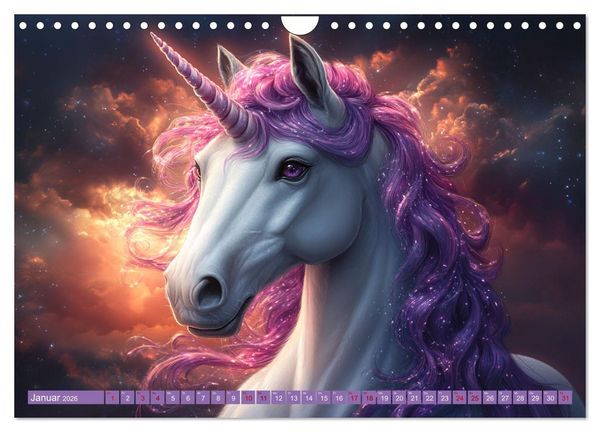 Produktbild: Zwischen Glitzer und Fantasie-Einh&ouml;rner durchs Jahr (Wandkalender 2026 DIN A4 quer), CALVENDO Monatskalender